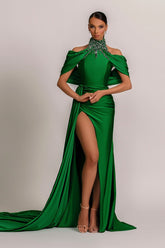 Classic Emerald Green Mermaid Prom Dress with Beads